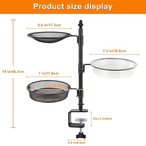 Balcony & Porch Deck Railing Bird Feeder - 3 Tray, Bath Spa, Great for Attracting Wild Bird - color: 3 Tier deck bird feeder bronze