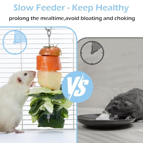 2Pcs Rat Enrichment Toys, 304 Stainless Steel Holder for Fruit Veggie | Fancy Mice Cage Puzzle Toy, Hanging Rodent Slow Feeder to Keep Pets Healthy, Bird Foraging Toy for Parakeet, Dishwasher Safe - color: 2pcs, size: B