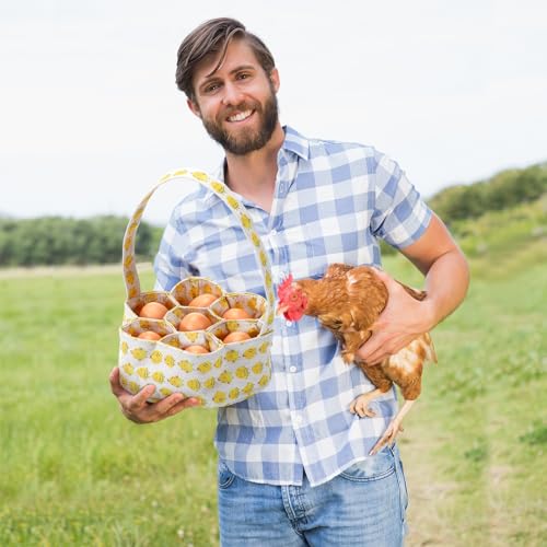 2 Pieces Egg Basket Mini Egg Collecting Bags Gathering Basket with 7 Pouches for Farmhouse Chicken Hen Duck Goose Housewife Garden Transporting Storage, 8 x 2.6 Inch(Pretty) - color: Pretty