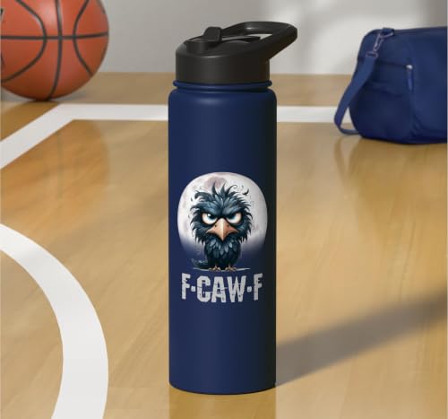F-Caw-F Black Crow Black Bird Funny Crow F-Caw-F Stainless Steel Insulated Water Bottle - color: Navy Blue