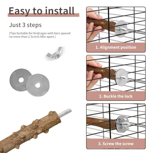 Bird Perches, 5pcs Natural Wood Birds Stand Branch, Bird Perch Chewing Stick Cage Accessories Parrot Climbing Standing Branches Paw Grinding Fork Sets for Cockatiels Ringneck Parrots