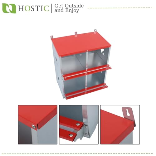 HOSTIC Chicken Nesting Boxes 4 Compartment Metal Poultry Nest Box Wall Mount for Chickens Hens Ducks Large Vented Holes