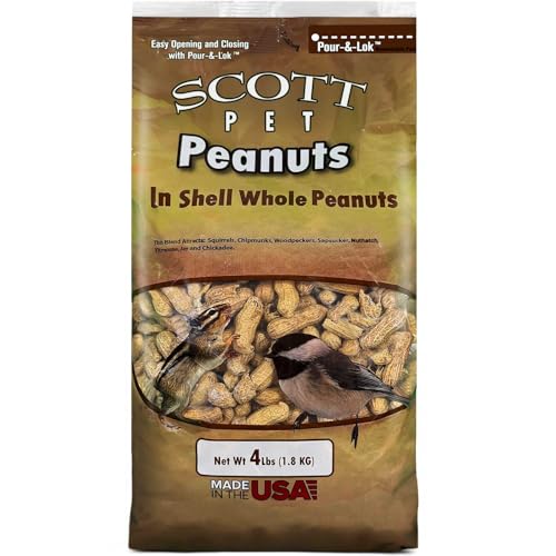 Scott Pet Wild Bird Seed, Whole Peanuts, 4 Lb Bag | A high-energy seed blend for outside wild birds that works with all feeder types