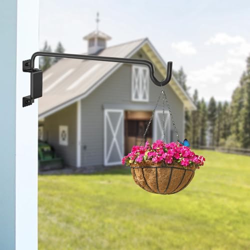 16"Swivel Plant Hanger - 360° Outdoor Hanging Brackets with 12-Directional Adjustable Hook, Rust Resistant Solid Steel Wall Mount for Bird Feeders, Indoor/Outdoor Plants, Garden & Patio, Pack of 2 - color: Black, size: 16in-2-U-Swivel