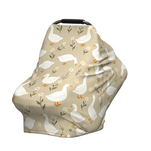 Cute Goose Baby Car Seat Covers, Goose Baby Shower Gifts Carseat Canopy for Boys and Girls Stretchy Infant Carseat Cover - color: goose flowers