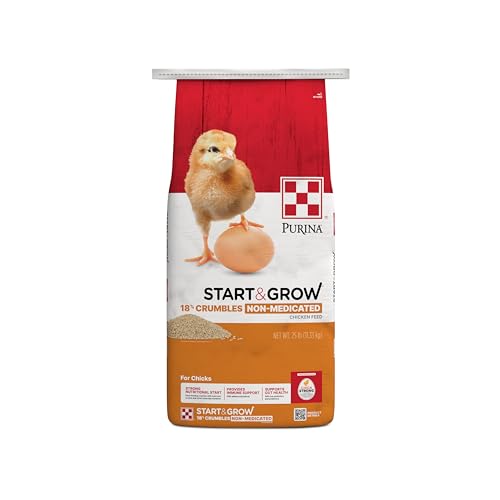 Purina Start and Grow | Non-Medicated Chick Feed Crumbles | Nutritionally Complete - 25 Pound (25 lb.) Bag