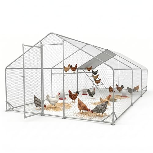 Heavy Duty Metal Chicken Coop with Hardware Cloth (118.05" L x 234.02" W x 78" H) - size: 118.3"L x 234.1"W x 78.2"H