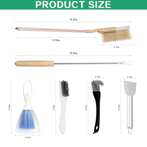 7-Piece Set Bird Cage Cleaner,Small Animal cage Cleaning Tool Wooden and Stainless Steel Cleaning Brush Long Handle Cleaning Brush Spatula Bird Cleaning Bird Drops Multipurpose Cleaning(B) - color: 7b
