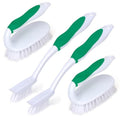 Scrub Brush Set, 4 Pack Deep Cleaning Brush Kit, Green | 2 Scrub Brush, 2 Tile & Grout Brush with Built-in Scraper, Household Commercial Scrubber for Floor, Shower, Pool Wall, Tub - color: Green