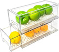 2 Pack Stackable Refrigerator Drawers Pull Out Bins Clear Fridge Drawer Organizer Food Storage Containers Plastic Veggie Fruit Produce Saver for Pantry Kitchen Freezer(M) - style: 2pack-M
