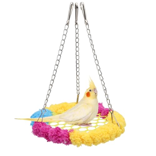 Wontee Bird Hanging Swing Hammock Colorful Hanging Perch Parrot Climbing Stand for Budgies Parakeets Lovebirds Caique Senegal Cockatiels (Blue) - color: Blue
