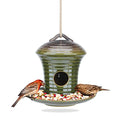Kimdio Birdhouse Ceramic Hanging Birdhouses Bird Hut Hanging Multi-Function Outdoor Bird Feeders for Wild Birds, Finch, Cardinal, and Bluebird - Green - color: d - Green bird feeder