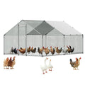 VEVOR Large Metal Chicken Coop, 9.8x13.1x6.5 ft Large Walk in Chicken Runs for Yard with Cover, Hen House Enclosure with Security Lock, Outdoor Duck Rabbit Cage Poultry Pen for Backyard, Farm, Yard - size: 118.6"L x 154.7"W x 78.4"H