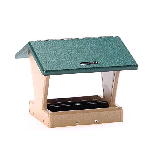 Birds Choice SN200 Two-Sided Hopper Feeder, Recycled Bird Feeder, Medium, Taupe/Green | Recycled Poly Lumber Construction, Easy to Fill and Clean, Weather-Resistant for Year-Round Backyard Feeding - style: Taupe/Green