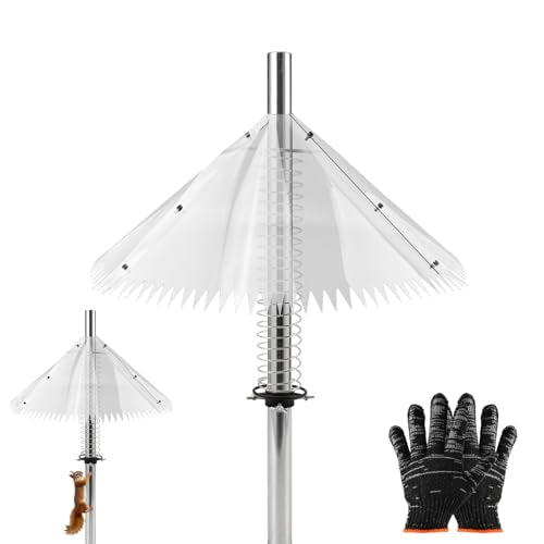 19 Inch Metal Squirrel Baffle, Squirrel Baffle for Bird Feeder Pole, Upgrade Spring Motion Design for Better Protection, Fits 0.4"-1" Round Poles Only