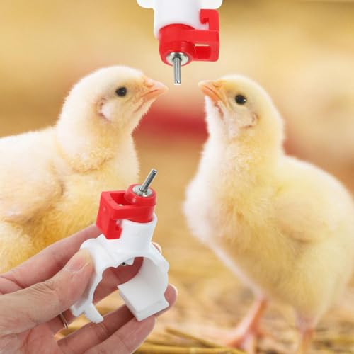 VICASKY 20 Pcs Chicken Waterer Nipples Ball Nipple Chicken Feeders for Coop Watering System Easy Install Water Supply Parts for Chickens Ducks Quail Poultry Feeding