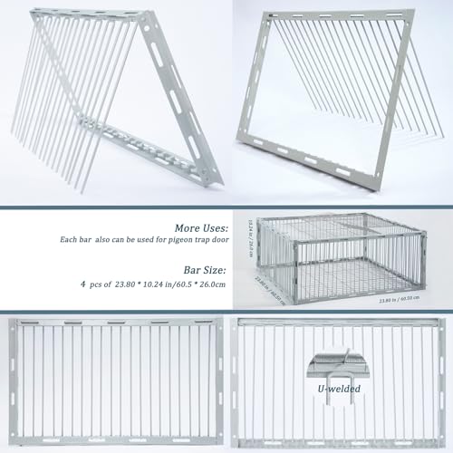 Pigeon Trap with Escape-Proof Design,Pigeon Cage with One-Way Entry,Ideal Pigeons Coop,Chicken and Bird Trap Cage,Portable & Easy Assembly,Unharmful Made of High-Strength Iron with Anti-Rust Paint - size: 23.8"L x 23.8"W x 10.2"H