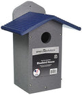 Birds Choice Green Solutions Bluebird House, 1.5" Hole | Gray & Blue | Recycled Plastic Nesting Box, Weather-Resistant for Backyard Bluebird Conservation, Made in USA - color: Gray