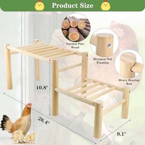 Chicken Perch - Roosting Ladder for Chicken Coop - Jungle Gym & Toys for Poultry