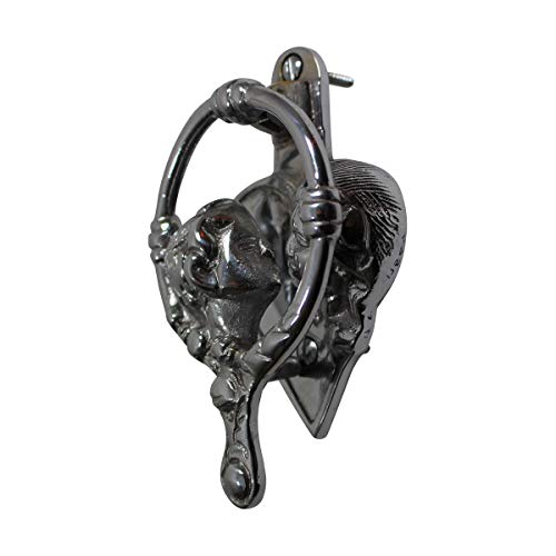 Chrome Kissing Cherubs Door Knocker 4.75" H X 2.75" W Heavy Duty Silver Chrome Plated Solid Brass Metal Front Door Knockers Tarnish Resistant Finish Includes Screws Renovators Supply Manufacturing - color: Chrome Kissing Cherubs