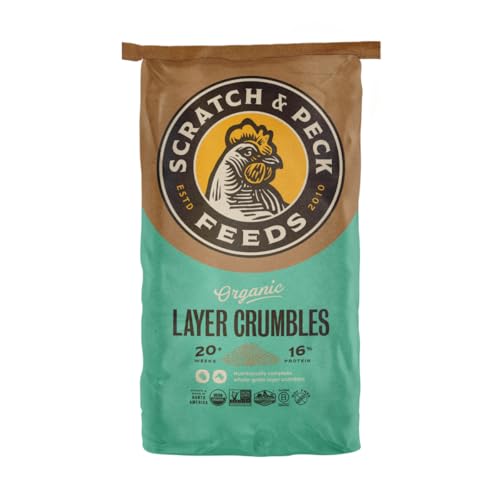 Scratch and Peck Feeds | Layer Crumbles for Chickens & Ducks | 25 lb Bag | 16% Protein, Corn & Soy Free, Certified Organic & Non-GMO Project Verified, Complete Nutrition - size: 25 Pound (Pack of 1), style: Layer