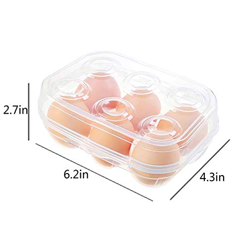 YOHA Clear Egg Storage Box Delicate 6 Girds Egg Dispenser Holder Case Refrigerator Crisper Camping Picnic Travel Portable Egg Carriage,Clear-6 - color: Clear