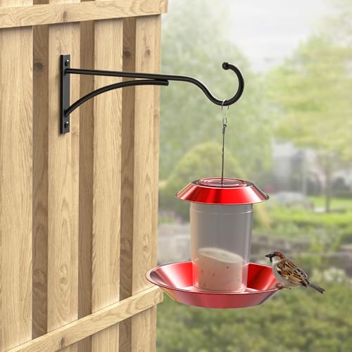 8 Inch 2 Pack Heavy-Duty Metal Plant Hanger Hooks, outdoor, Matte black | 30 lb capacity | For bird feeders, flower baskets, wind chimes, lanterns| Black | outdoor | Wall-mounted | Heavy Duty - size: 8 in, 2 pk
