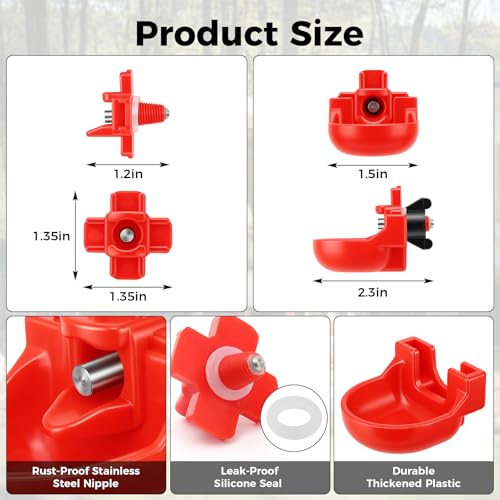 Automatic Chicken Water Nipples and Chicken Water Cups with Drip Catchers, Leak-Proof Gravity Fed Poultry Watering System with Drill Bit for Hens, Ducks and Quails (8 Pack) - color: 8 Pack