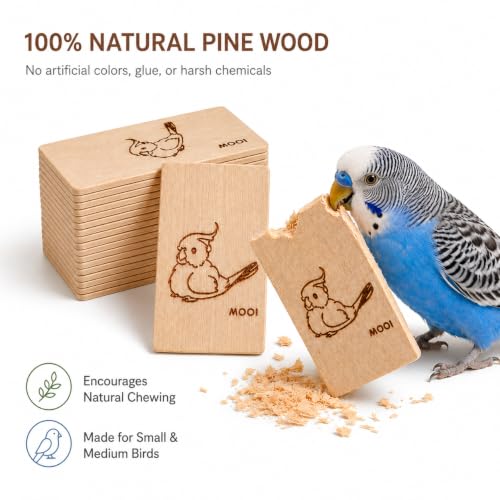 16 Pack Pine Wood Bird Chew Toys, Wood Slices for Active Chewers | Natural wood chew slices for parakeets, cockatiels, conures and lovebirds; each slice measures 3.9 x 2.1 in. - style: 16 Large Slices