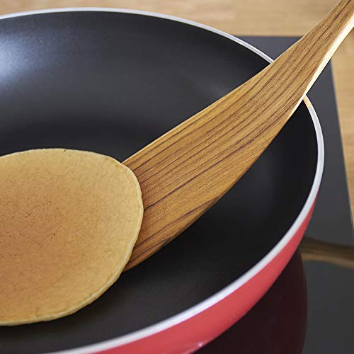 FAAY 11.5” Left-Hand Compact Wooden Spatula – Angled Teak Turner for Left-Handed Cooking, Flat Wide Blade for Stir-Fry, Flipping & Scraping, Handcrafted Thai Teak, Safe for Nonstick Cookware - size: 11.5 Inch Spatula - LEFT