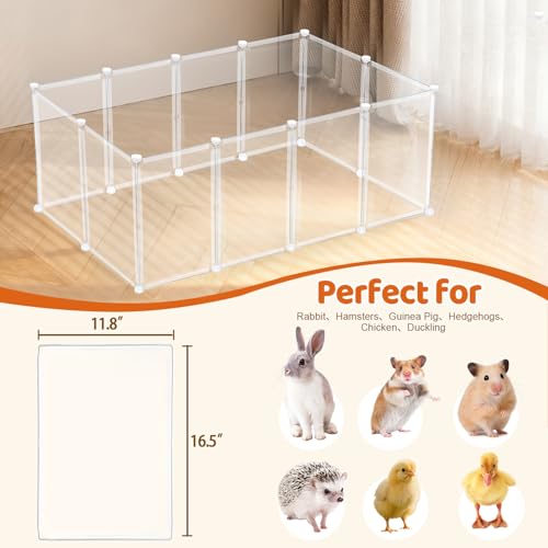 28 Pcs 16.5" H Small Animal Playpen, Indoor Puppy Playpen for Rabbits | Clear Transparent DIY Playpen Panels, 16.5" Tall Anti-Jump Height To Keep Rabbits, Kittens, Chicks And Hamsters Inside - style: 28 Panels