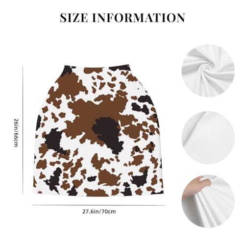 Brown Cow Print Baby Car Seat Covers, Cow Print Western Baby Stuff Multi-use Carseat Canopy for Boys and Girls Stretchy Infant Carseat Cover Shower Gifts - color: brown cow print