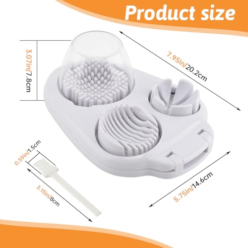3 in 1 Boiled Egg Slicer, 3 Slice Modes Chopper Cutter with Brush, Manual Egg Slicer Steel Wire Dicer for Hard Boiled Eggs, Kitchen Gadget for Soft Fruit Butter, Labor Saving - color: White