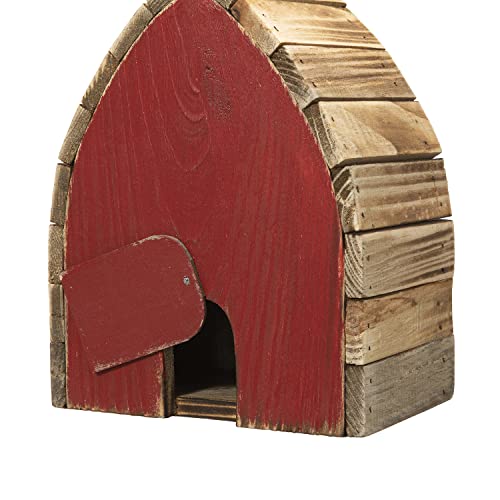 Glitzhome 8.5" H Washed Red Distressed Solid Wood Birdhouse Garden Hanging Bird House for Outdoors - color: 8.5"H