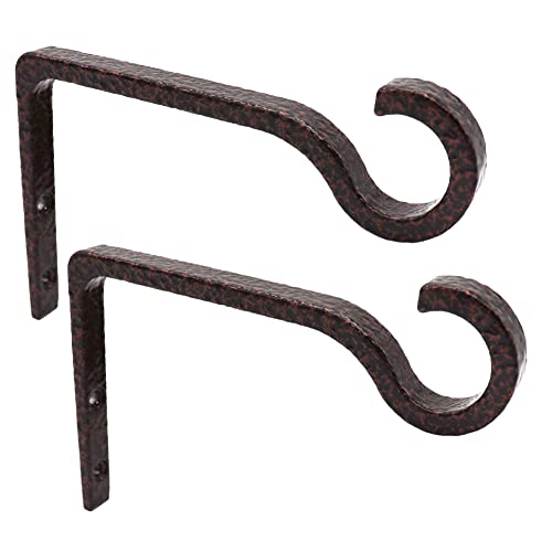 6inch Al-Alloy Hanging Plant Bracket Bronze hammertone 2 Pack | Rust-proof | Max 22lb Load | Shepherd Hooks | Hanging Bird Feeder, Lantern, Flower Basket, Outdoor Indoor, Screws & Anchors - color: Bronze hammertone, size: 6in Aluminum Alloy