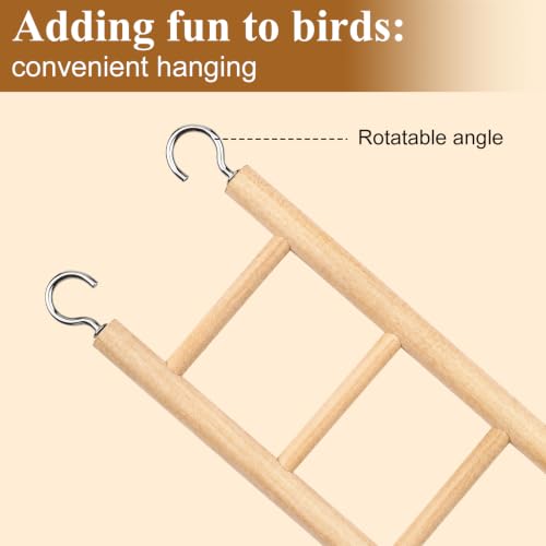 2 PCS Natural Wooden Bird Ladder, Wooden Bird Ladder for Cage, Birds Cage Ladders for Parakeets, Parrots, Cockatoo & Lovebirds (3 Step & 6 Step)