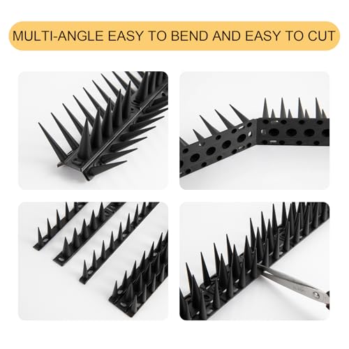 OFFO Bird Spikes for Pigeon Woodpecker Crow, Outdoor Use for Balcony Patio Window, Easy to Install, Black, Covers 12.5 Feet(3.8m) - color: Black