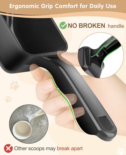 2-Pack Dog Food Scoop 1 Cup, Plastic Pet Food Measuring Scoop With Measuring Lines (1/2 & 1 Cup Markings) for Dogs, Cats, Fish, Bird（Black and Transparent（Black - color: Black and Transparent