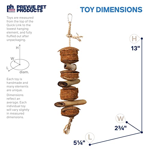 Prevue Pet Products Naturals Coco & Bamboo Bird Toy | Accessories for Parakeets, Conures, Cockatiels, Budgies, and Small to Medium Birds, Hanging Cage Toy for Chewing