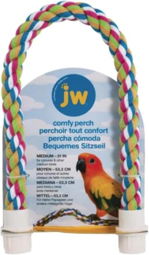 JW Pet Comfy Perch for Birds Flexible Multi-Color Rope, Medium - 21" Length (Pack of 12) - size: Medium (Pack of 12), style: 21"