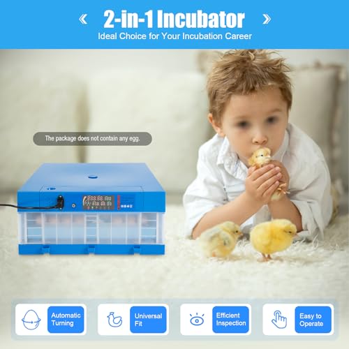 48 Egg Incubators with Automatic Turner, Temperature and Humidity Control, Egg Candler,Universal Egg Tray Size Smart Incubators for Hatching Chickens Quail Duck Turkey Goose Bird