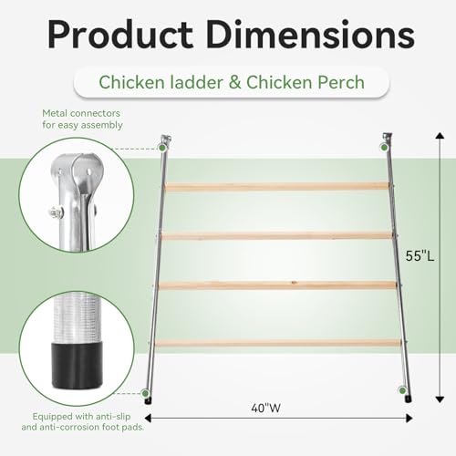 PETSFIT Square Chicken Roosting Perch, 55"x40", 8-10 Chickens | Solid Fir Wood,Chicken Perch for Backyard Farms, Coops, Encourages Exercise and Natural Behavior,Easy Assembly and Clean - size: 55.0"L x 40.0"W x 2.5"H