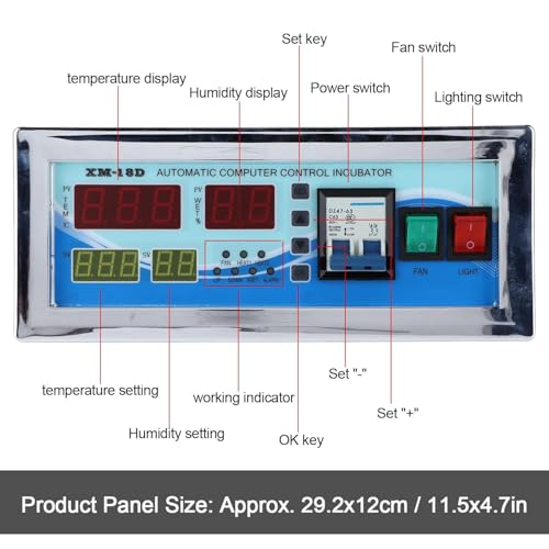 110V Egg Incubator Controller XM18D Digital Temperature Humidity Controller | Temperature Humidity Control Thermostat for Homebrew Incubator Greenhouse