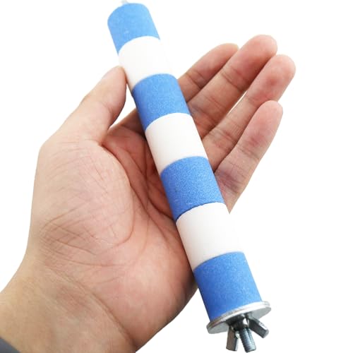 TAODAN 20x2.5cm Parrot Nail Grooming Stick Blue and White Bird Claw Grinding Sandstone Perch Suitable for Most Bird Coop