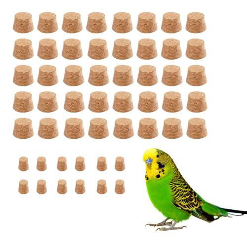52 Detachable Corks for Bird Chew Toys - 40 Large & 12 Small Natural Cork Parts, Relieve Boredom & Anxiety, Foraging Toys, for Parakeet, Cockatiel, Conure, Budgie, Lovebird - style: Corks for Bird Toy