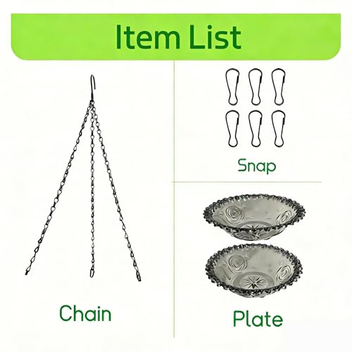 2-Tier Hanging Bird Feeder & Bird Bath, Gray Plastic | Outdoor, Bird Water Bowl, Garden Yard Patio Decor