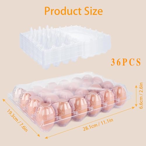 36 PCS Plastic Egg Cartons Cheap Bulk 24 Count Clear Blank Egg Cartons with Free Labels Holds up to 24 Eggs Securely Reusable Egg Carton for Family Pasture Chicken Farm Market Display, 4x6 Grids - size: 4x6