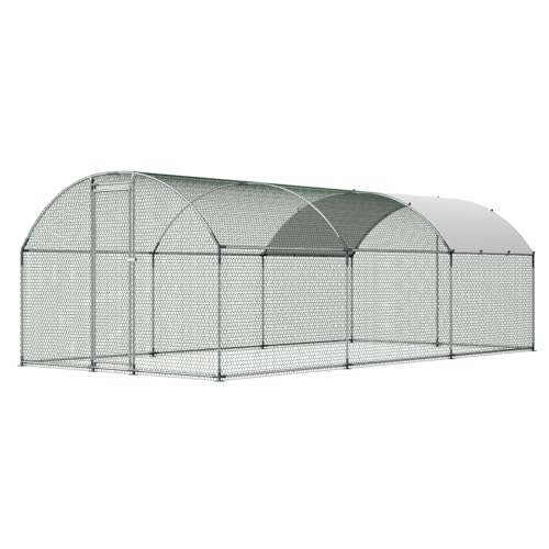 VEVOR Large Metal Chicken Coop with Run, 19.6 x 9.8 x 6.5 ft Walkin Chicken Coop for Yard with Waterproof Cover, Dome Roof Large Poultry Cage for Hen House, Duck Coop and Rabbit Run - size: 118.1"L x 236.2"W x 78.7"H