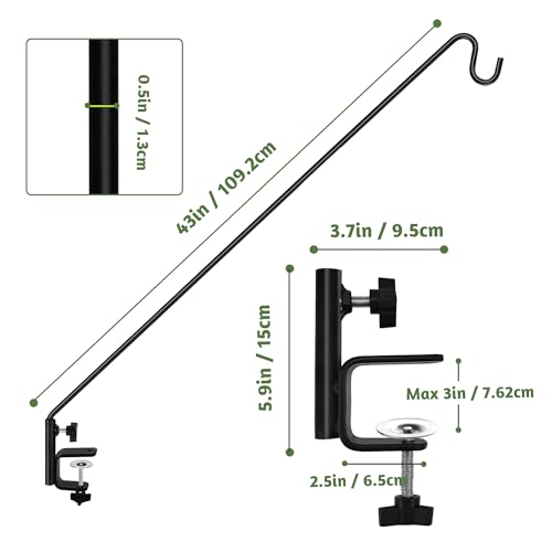 ERYTLLY Extended Reach Deck Hook Wall Pole Wall Mounted Deck Hook Extensible and 43 inch Wall Bracket for Hanging Bird Feeder,Plants,Wind Chimes,Lanterns 2 Packs - size: Deck Hook - Adjustable Length - 2 Packs