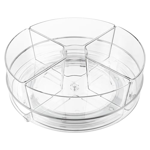Lazy Susan Organizer, 9 inch Rotating Storage Organizer with Removable Bins | 360 Degree Rotating Storage Organizer with 4 Removable-Bins,Turntable Organizer for Fridge, Kitchen, Vanity, Cabinet - size: 1 Pack - 4 Bins 9in
